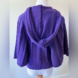 Kenzie Girl Purple Cable Knit Hooded Poncho